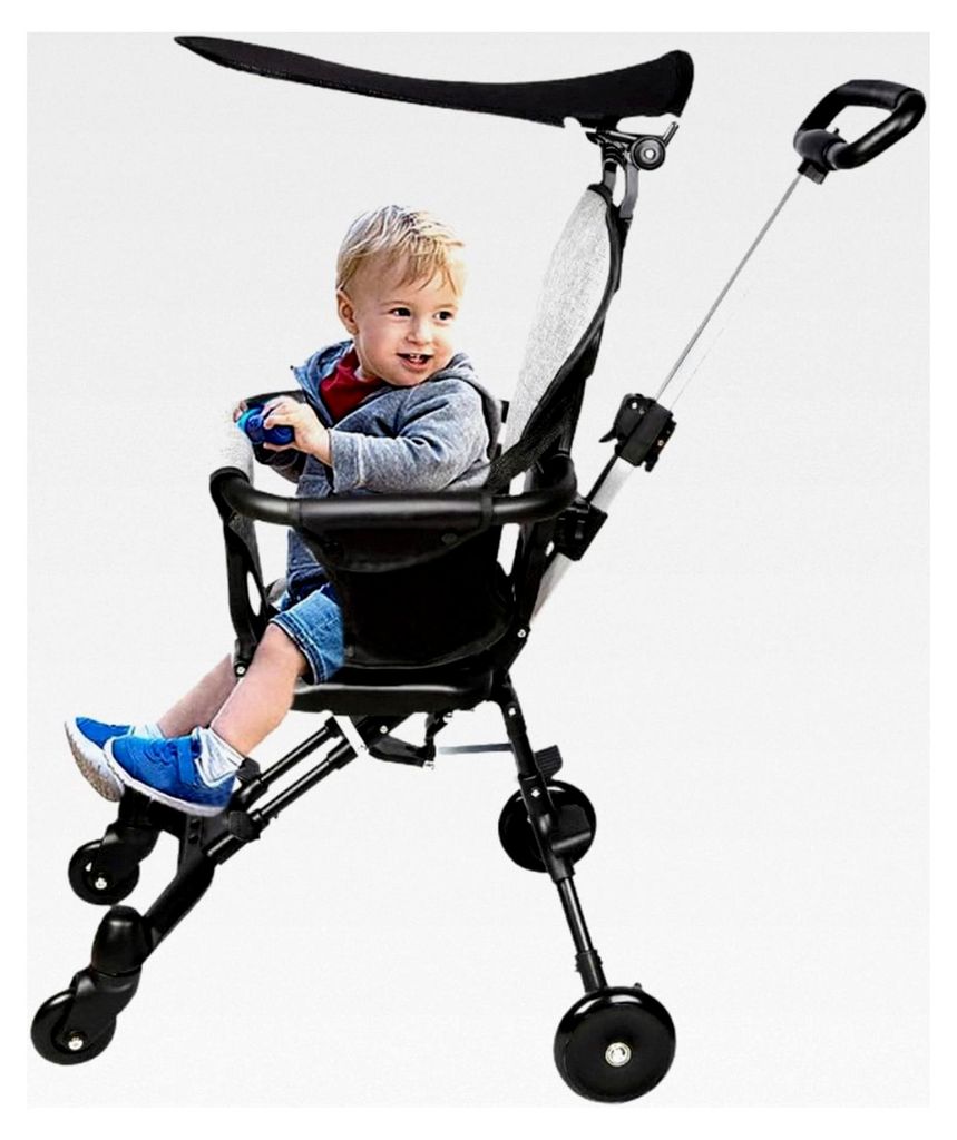 Kompakter Kinderwagen – bis 25 kg, neigbar, faltbar mit Getränkehalter, Regenschutz, Sonnenblende (UPF 50+) und XL-Einkaufskorb 30 x 55 x 86,5 c...
