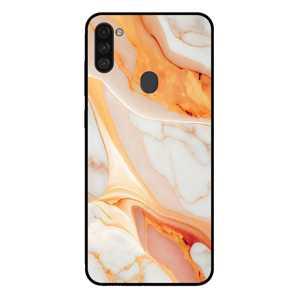 Custodia Samsung A11 Marmo Arancione: Cover Morbida in TPU Antiurto