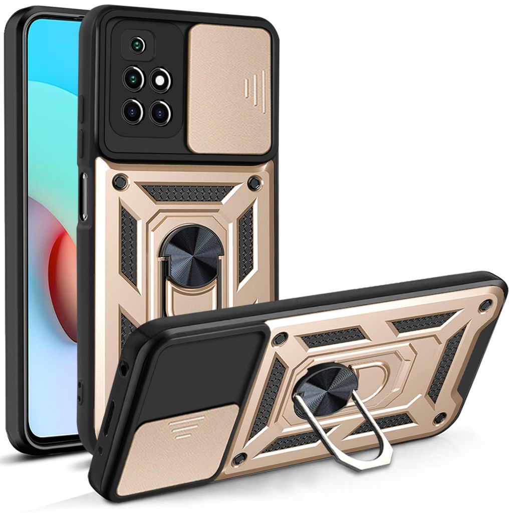 Schutzhülle Für Xiaomi Redmi 10A 4G – Mit 360° Drehbarem Ring Und Magnet, Stoßfest, Militärschutz, Rot