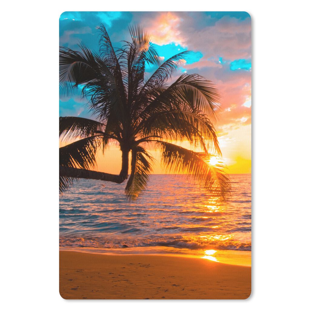 MuchoWow Mauspad Mousepad Palme - Sonnenuntergang - Horizont - Strand - Meer - Tropisch 40x60 cm - Mousepads - Maus Mat - Pad - Mausunterlage - S...