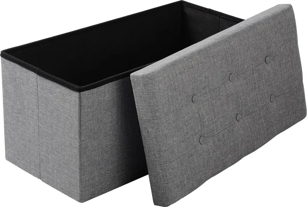 Ottomana Pieghevole 150kg Portata | Panca 80 Litri Lino Grigio