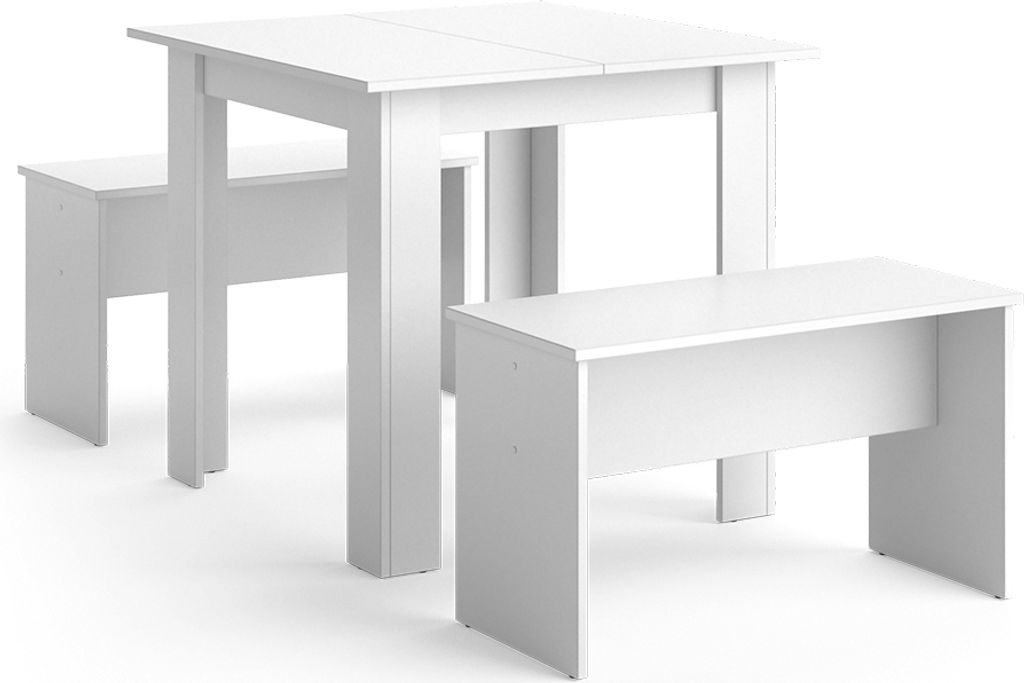 Stół jadalny Vicco Sentio Biały 80 x 80 cm z 2 ławkami, Zdjęcie produktu 