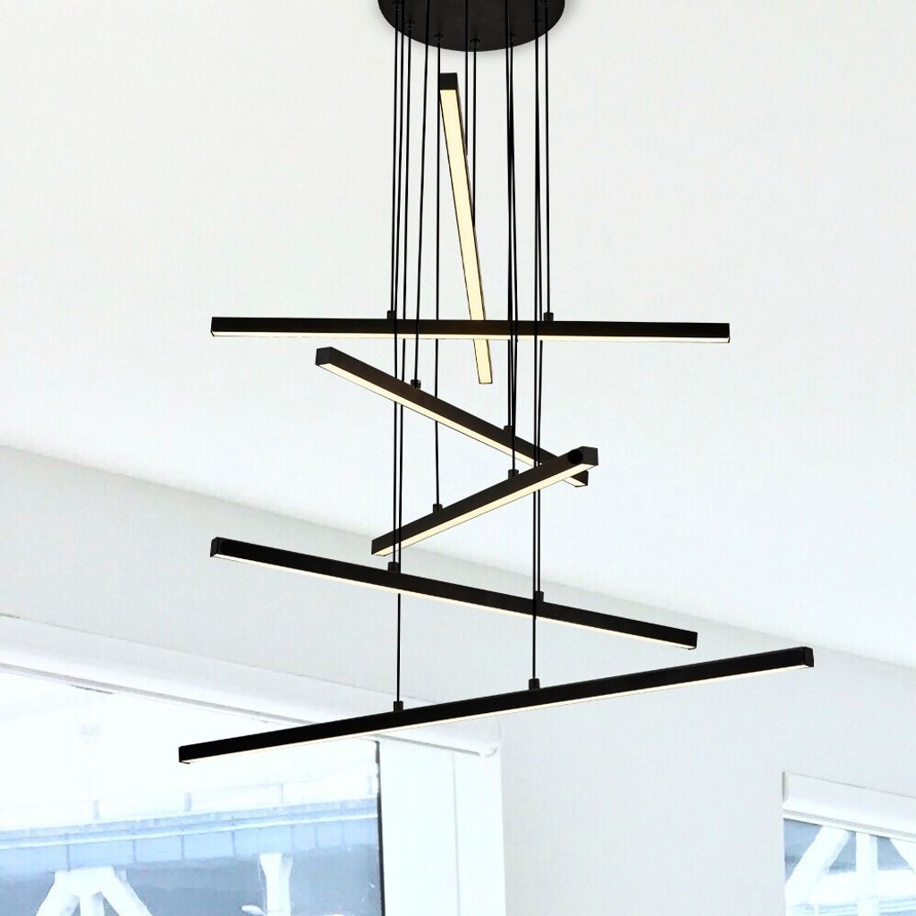 Opviq, L1245- L1245 LRC, Schwarz, Kronleuchter, Metallkörper