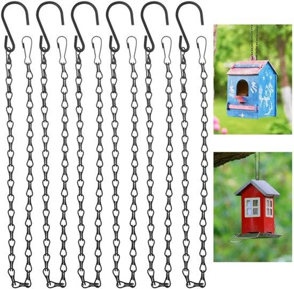 Chaînes pour suspendre nichoirs et lanternes de jardin 50 cm noir x6