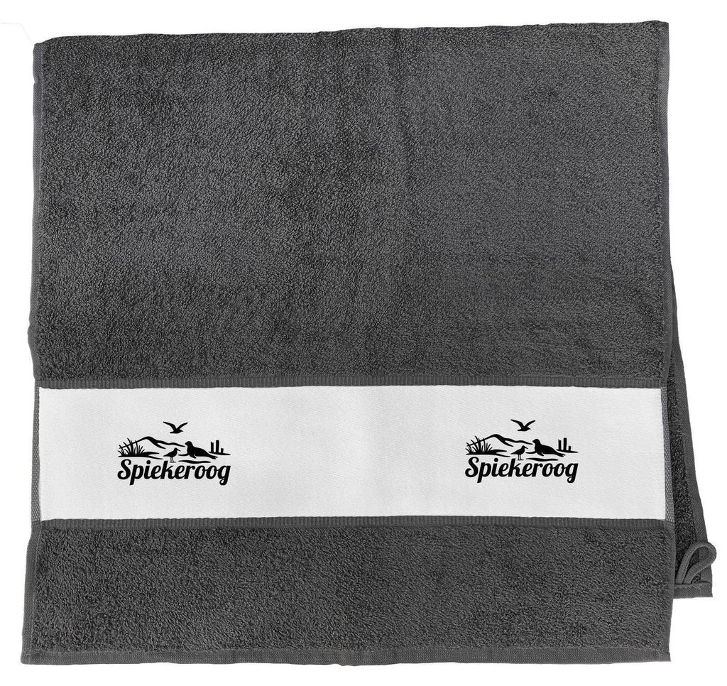 Huuraa Handtuch Spiekeroog Strandmotiv 50x100cm Graphite Baumwolle Handtuch Geschenkidee