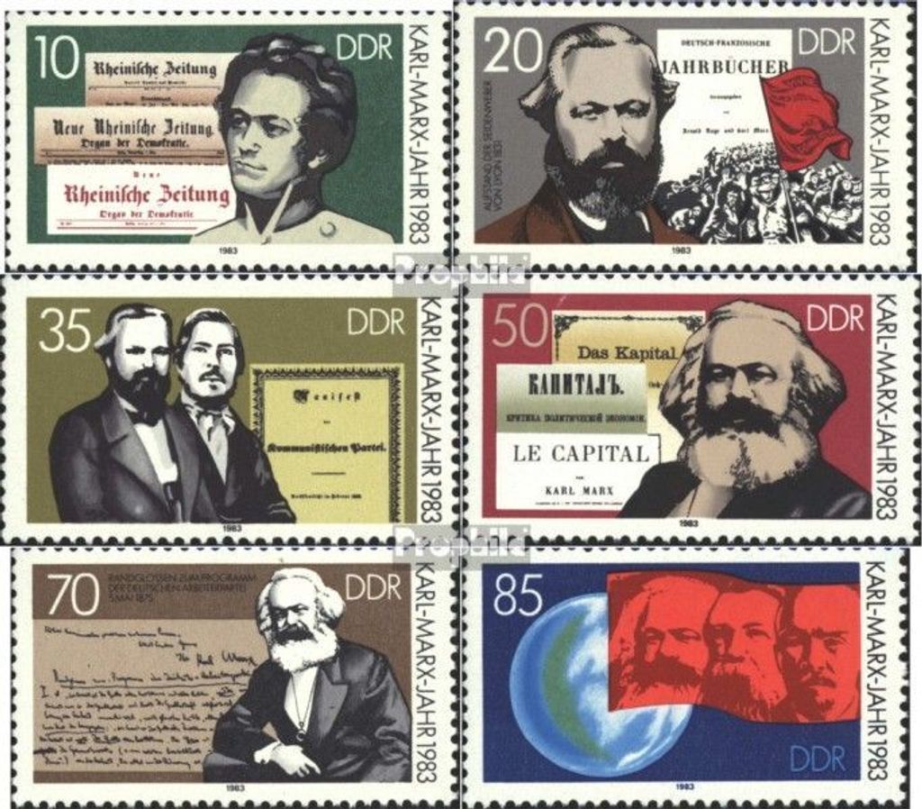 Briefmarken DDR 1983 Mi 2783-2788 (kompl.Ausgabe) postfrisch 100.Todestag von Marx
