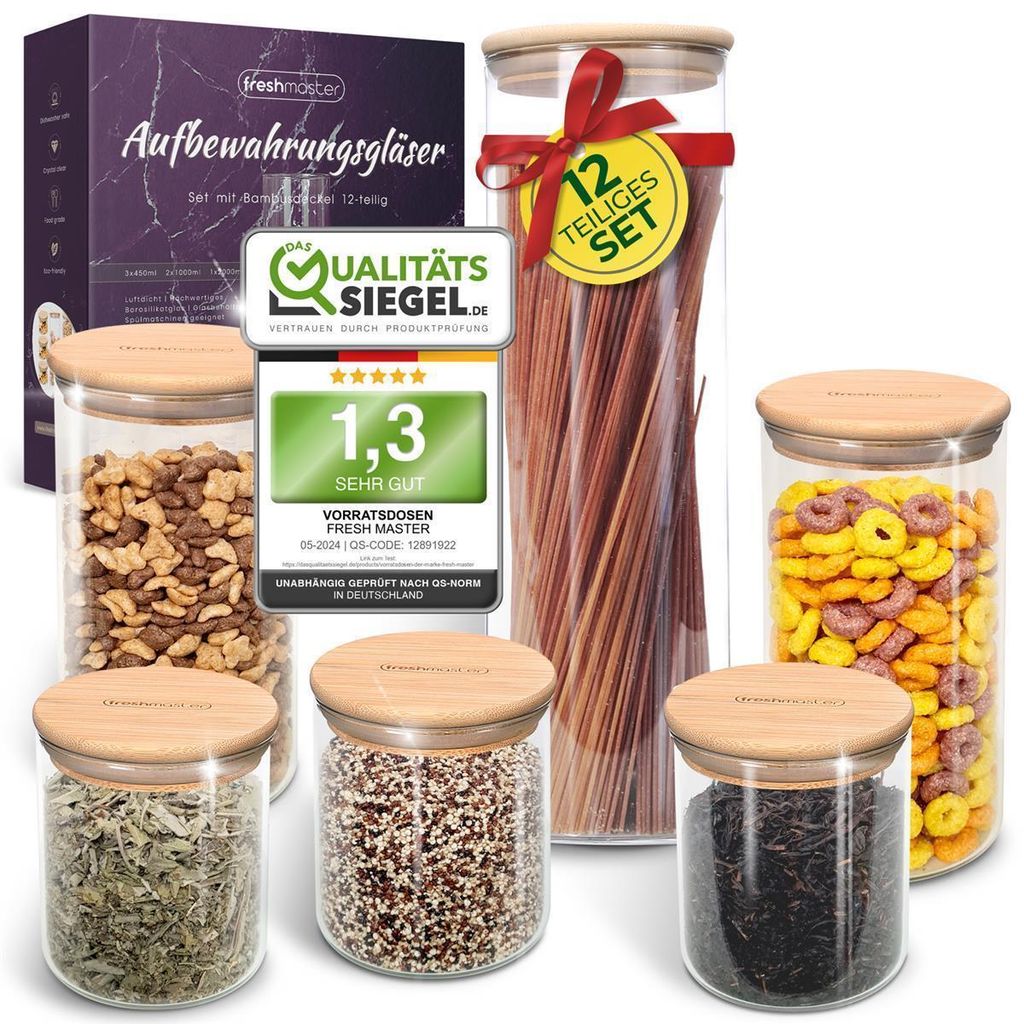 freshmaster Vorrats-Set Aufbewahrung I 6 Vorratsdosen Glas Produktbild 