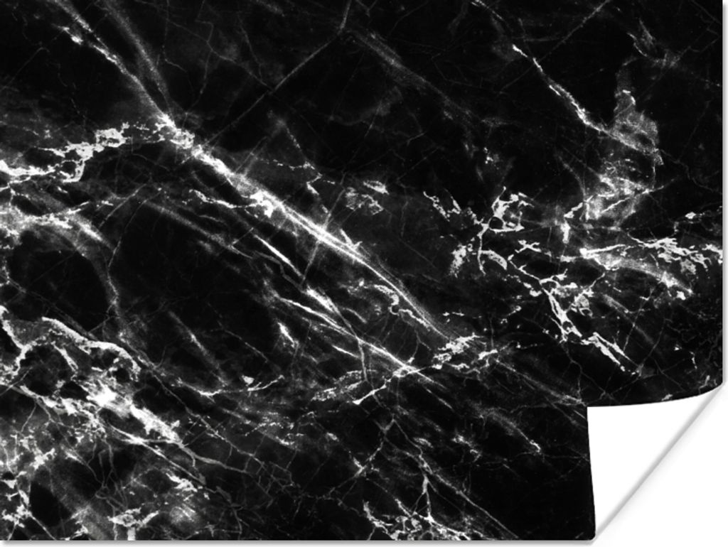 MuchoWow Poster Schwarz - Weiß - Marmor - Luxus 120x90 cm - Wandbild