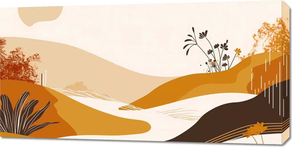 Quadro Moderno Oro Paesaggio Boho 100x50cm - Offerta Online