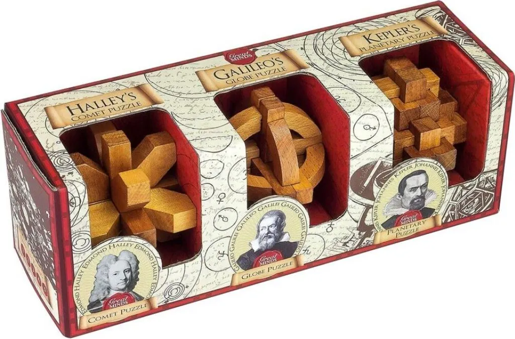Jeu de Réflexion Astronomes Coffret Cadeau 3 Puzzles en Bois Design
