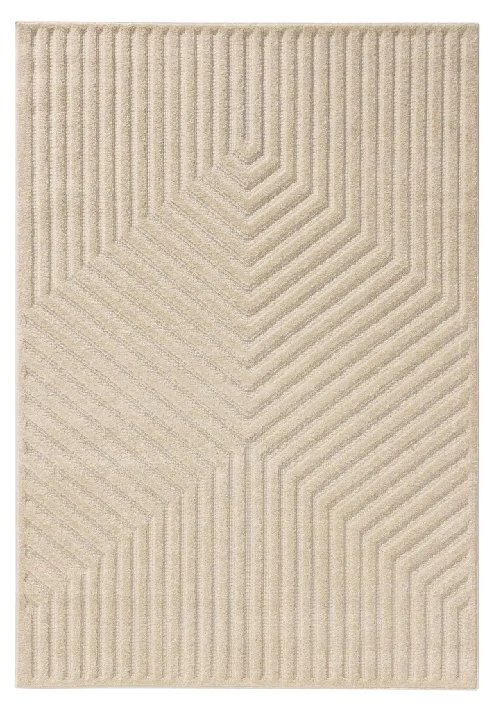 Tapis de Salon Facile à Nettoyer Leo Crème 240x340 cm Doux et Beau