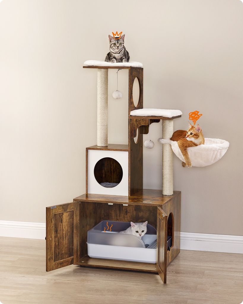 FEANDREA Kratzbaum, 2-in-1 mit Katzenklo, abnehmbaren, Produktbild 7
