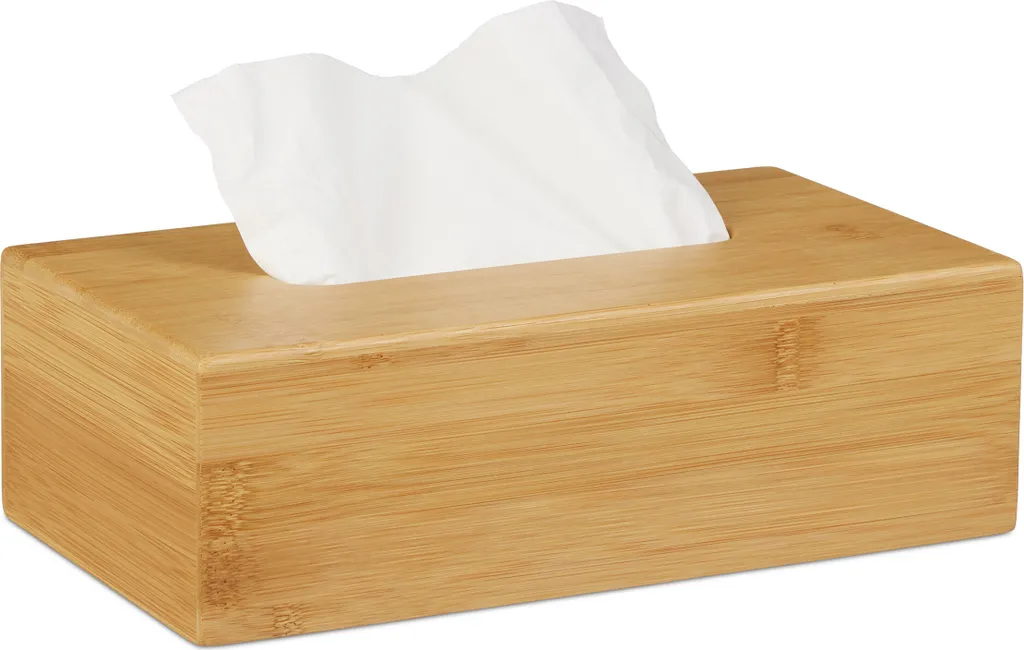 relaxdays 2 x scatola per fazzoletti cosmetici in bambù 27,5 cm