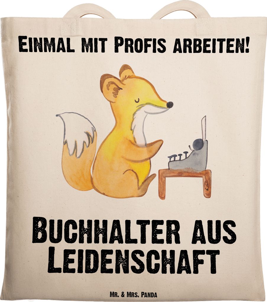 Mr. & Mrs. Panda Tote Bag Buchhalter Leidenschaft - Transparent - Geschenk, Beutel, Tragetasche, Beruf, Shopping Tasche, Lustig, Spruch, Jutebeutel...