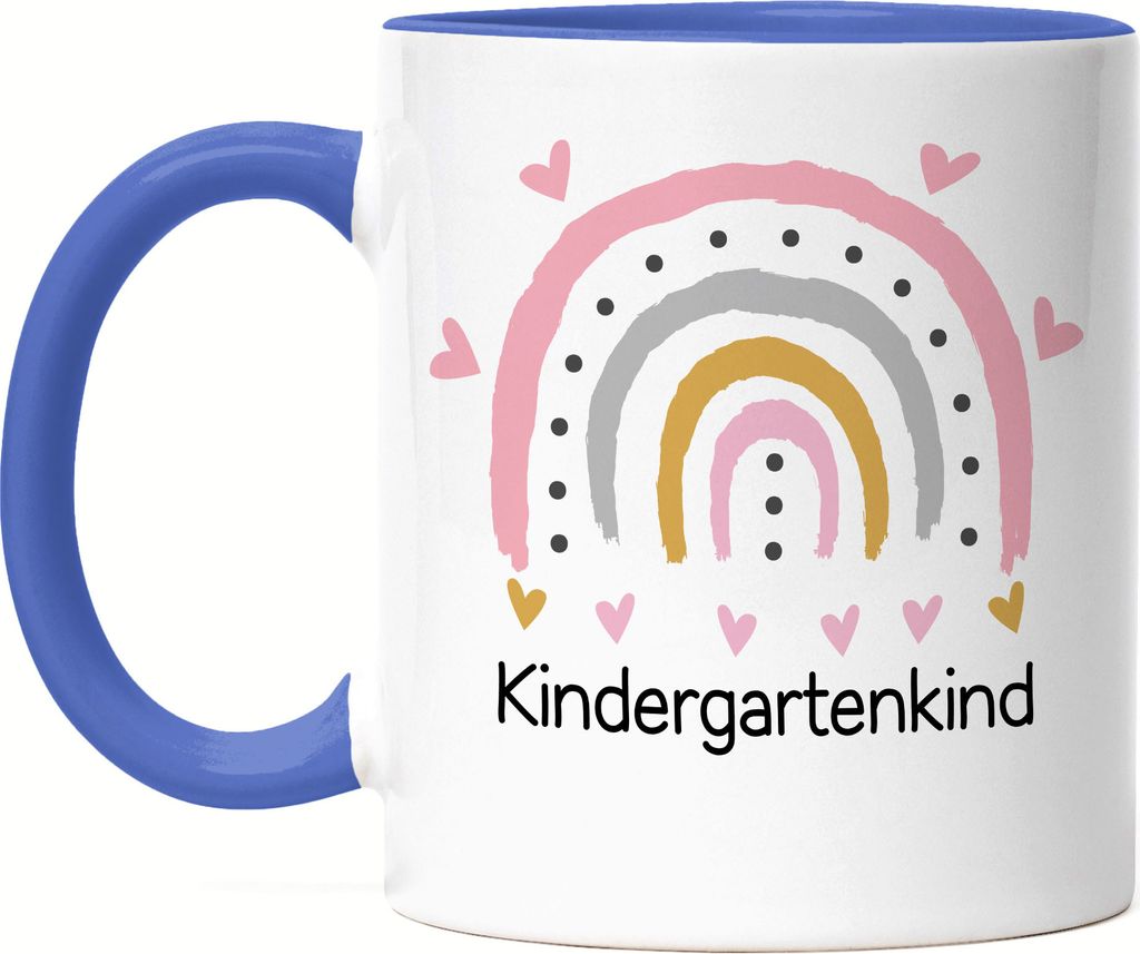 Kindergartenkind Tasse Blau Geschenk Kindergarten Start Kita Rosa Herzen Regenbogen Mädchen