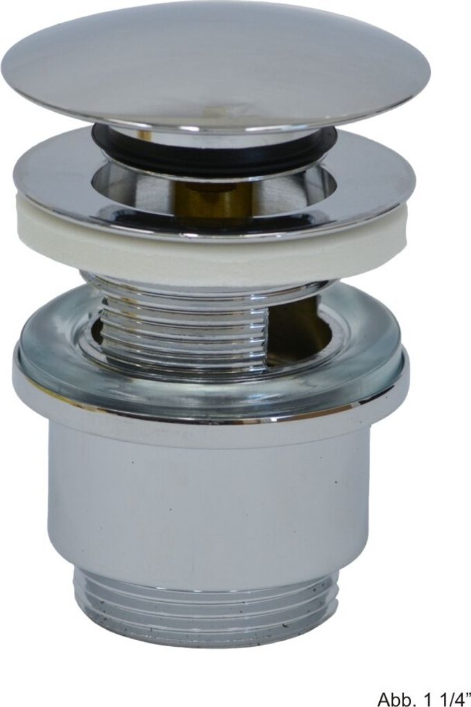 Ablaufventil mit Klick-Verschluss 1 1/4", mit Überlauf, chrom