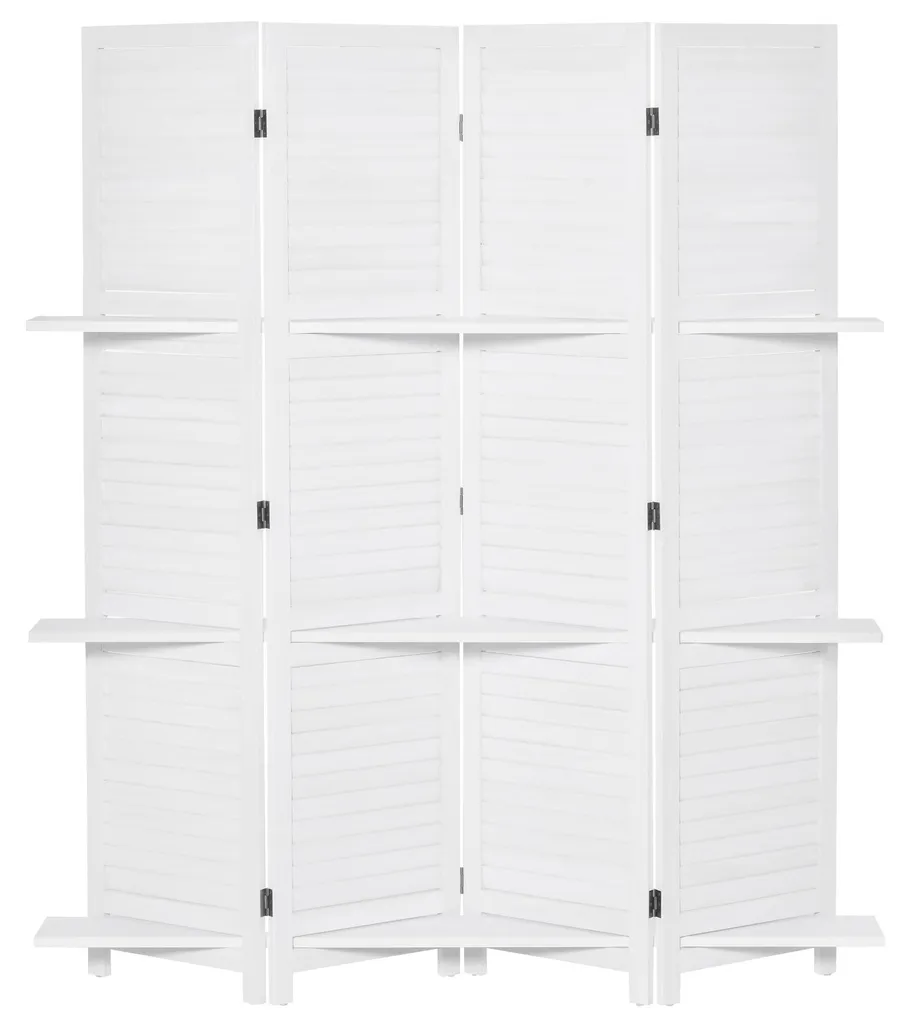 Cloison de séparation 160 cm en bois blanc avec 3 étagères intégrées - 12