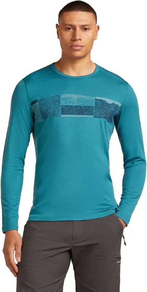 ICEBREAKER Men Merino 200 Oasis LS Crewe Elevation Line TOPAZ TOPAZ M