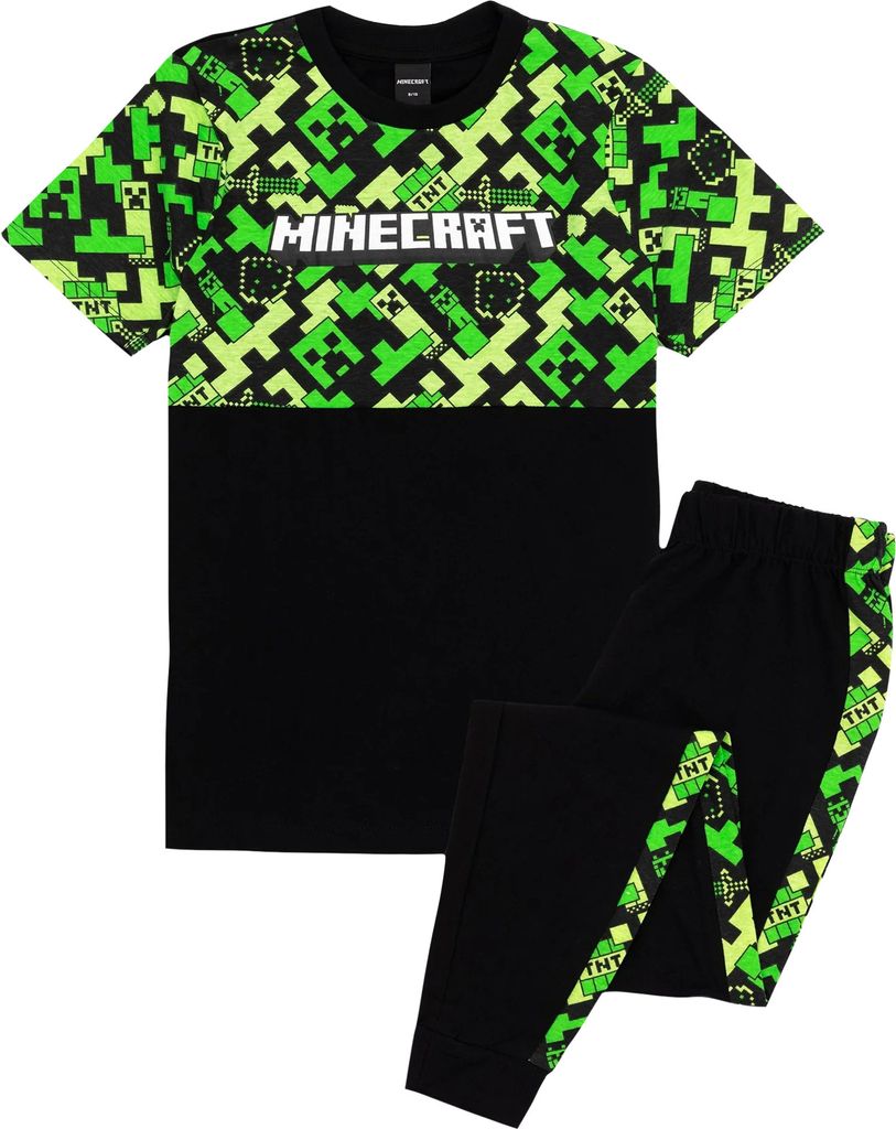 Minecraft - "Gamer" Schlafanzug für Jungen NS7036 (146-152) (Schwarz/Grün)