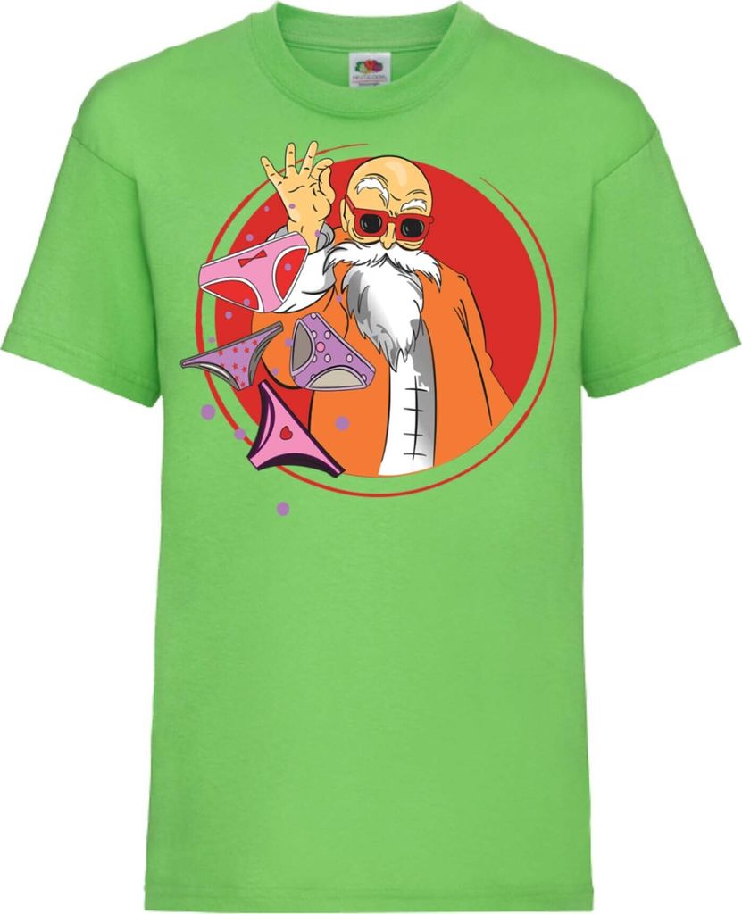 Kinder T-Shirt Dragon Anime Manga Ball Z Master Roshi 03 Kame Sennin, 9-11 Jahr - 140 / Lime