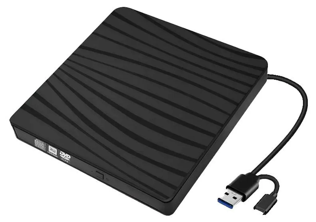 Lecteur DVD RW Externe Noir USB 3.0 et Type C pour PC Portable et Mac