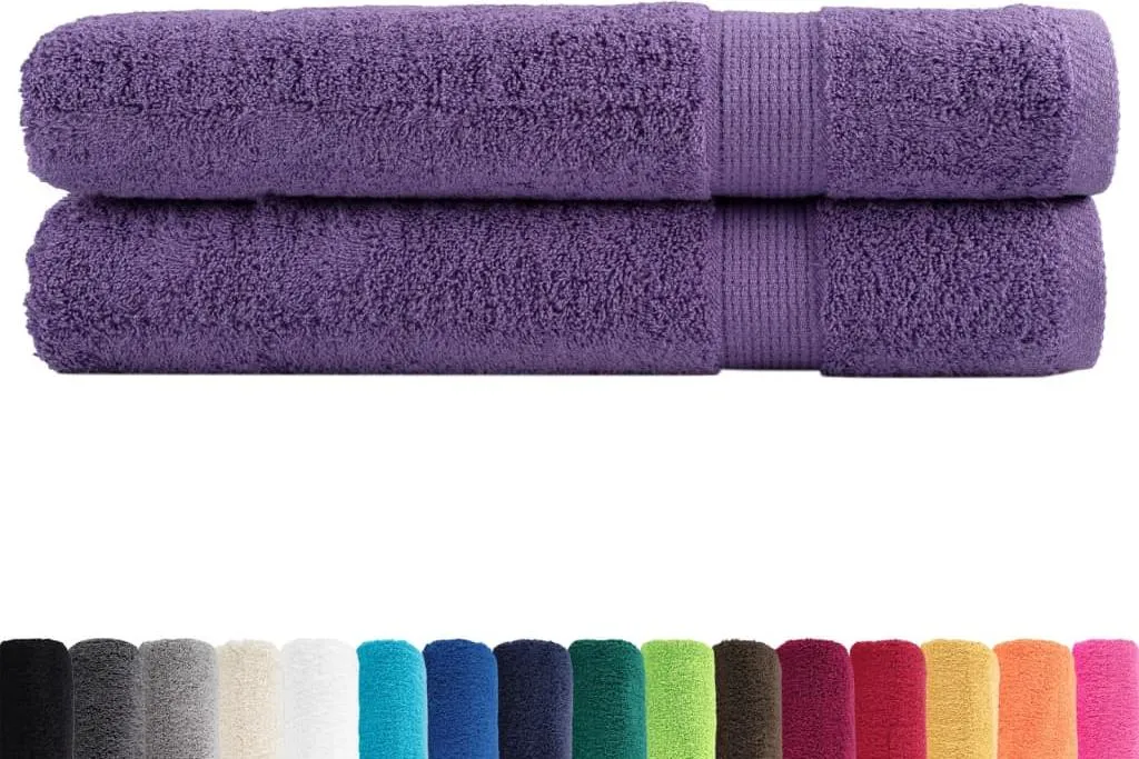vidaXL Set 2 Asciugamani SOLUND Viola 600g/m² - Premium 100x200 cm