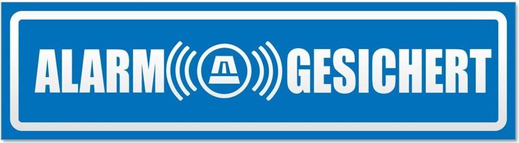 Kiwistar Alarm Gesichert invertiert Magnetschild Schild magnetisch - 45cm Blau - Magnetfolie für Auto PKW Kfz