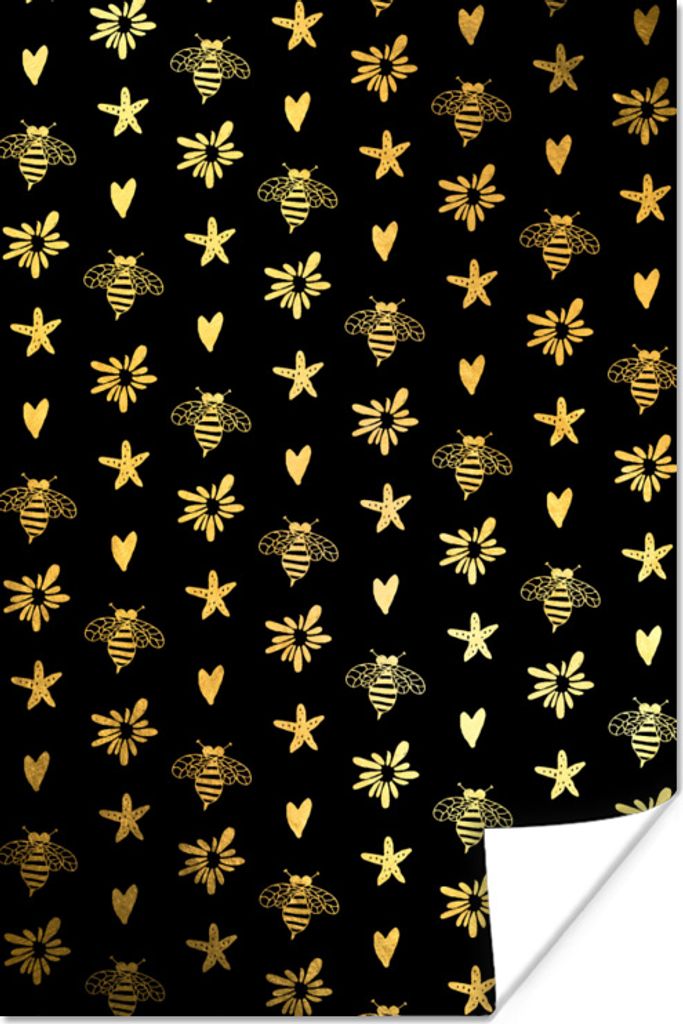 MuchoWow Poster Gold - Muster - Form 60x90 cm - Wanddekoration