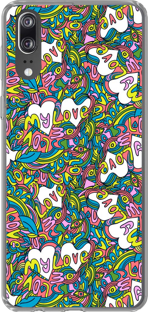 MuchoWow Handyhülle Schutzhülle Hülle für Telefoonhoesje Huawei P20 Mädchen - Liebe - Muster - Liebe - Kinder - Kinder Silikon Softcase Hand...