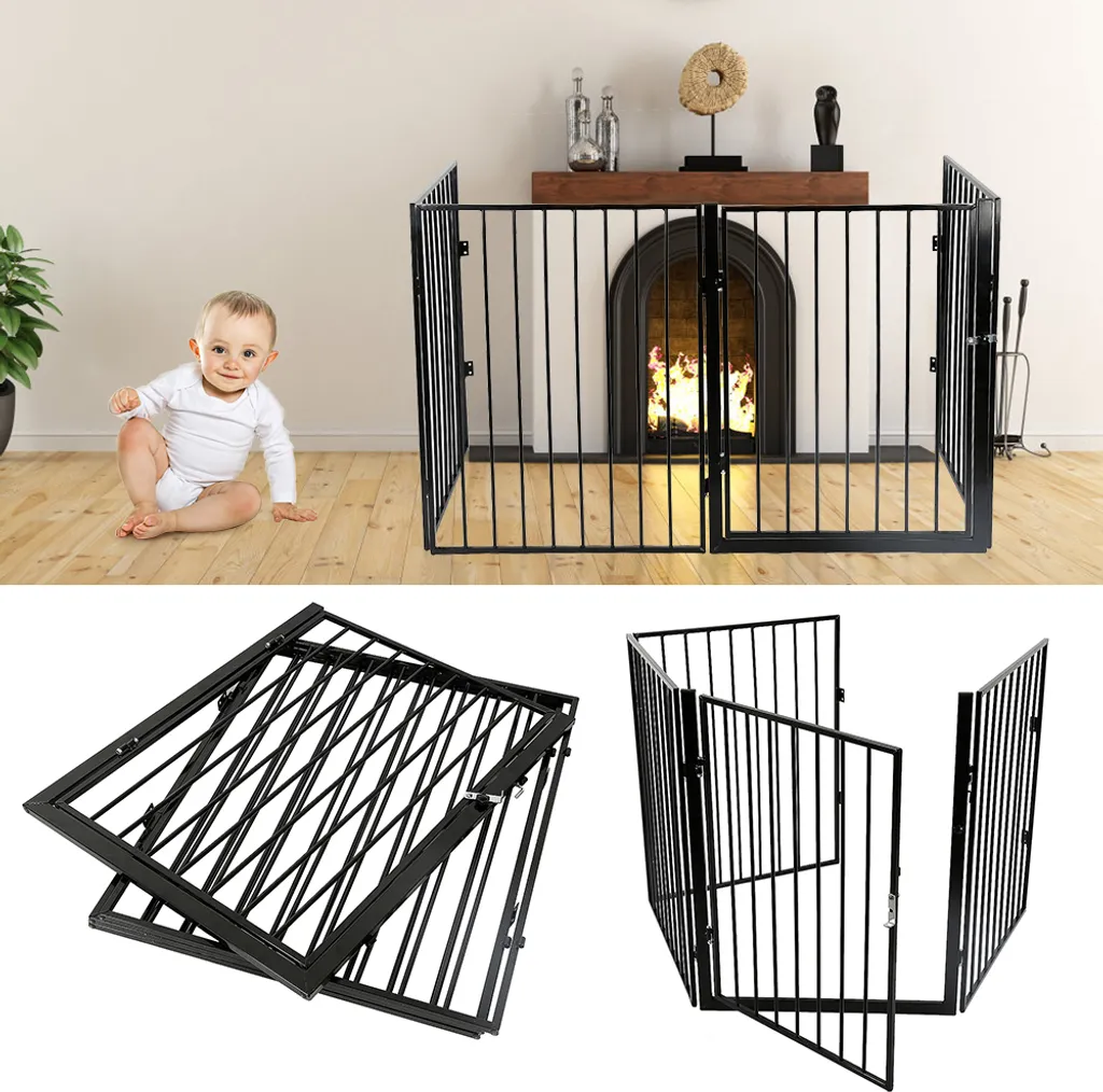 Barrière de sécurité pour escalier et chien noire facile à installer