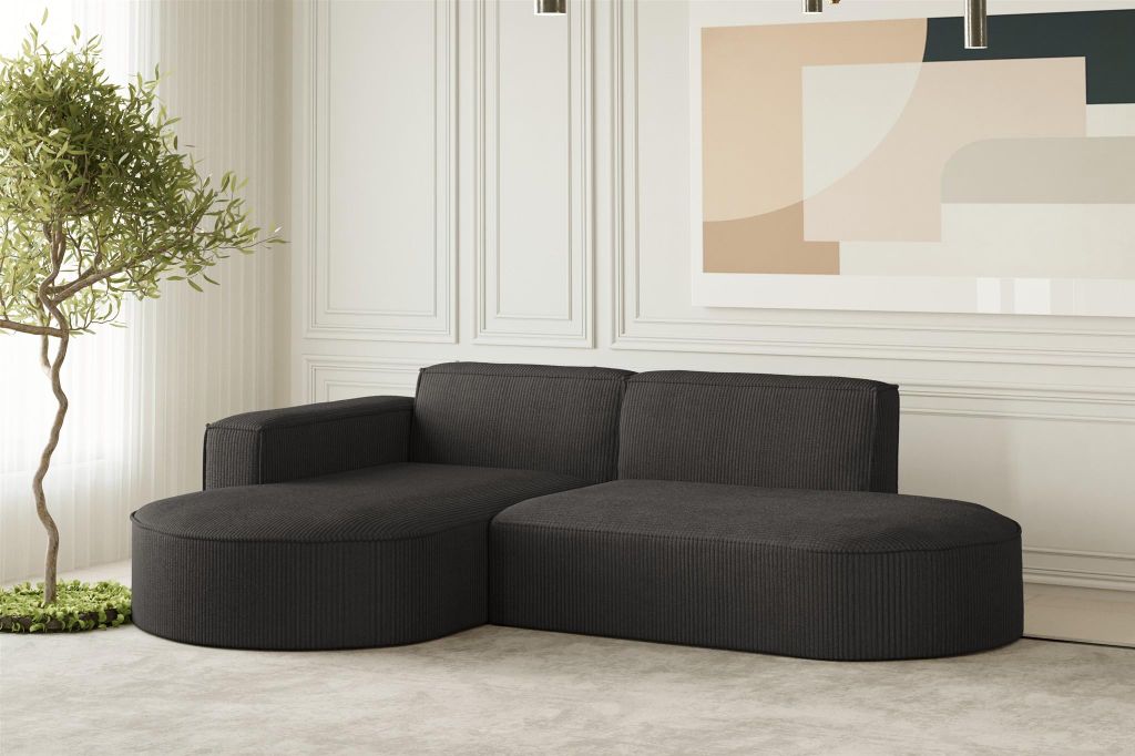 Ecksofa Designersofa PALMA XS in Stoff Scala Anthrazit Ottomane Links