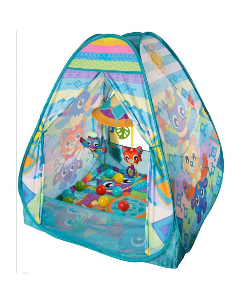 Playgro Convert Me Teepee Ball (30x) Activity Spieldecke (ab Geburt), auch verwendbar als Zelt/Indianer Tipi oder Bllebad (ab 1 Jahr), mit Spielzeug
