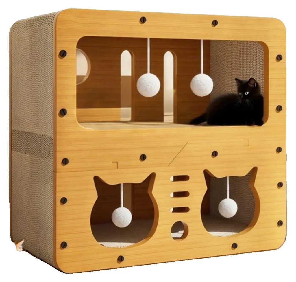 Arbre à chat pour appartement T1 : Espace de jeu à 3 niveaux et repos