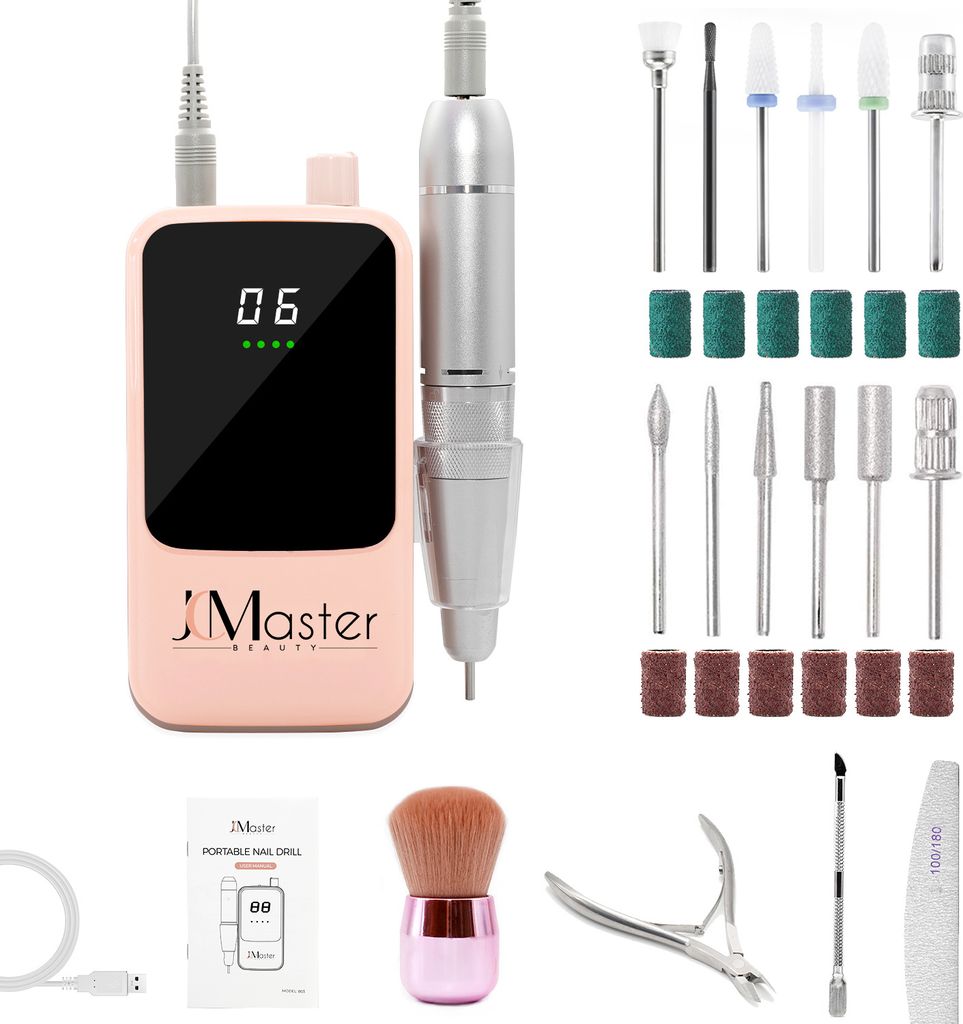 JCMASTER Nagelfräser 35000 Umin Gelnägel & Acrylnägel Profi 5200mAh LCD Display