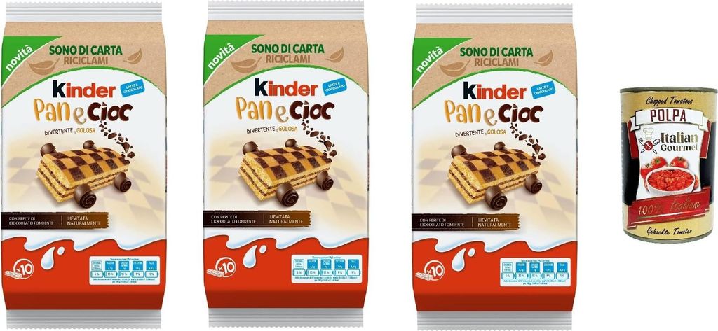 Kinder Ferrero panecioc Kuchen mit mit Kakao- und Produktbild 