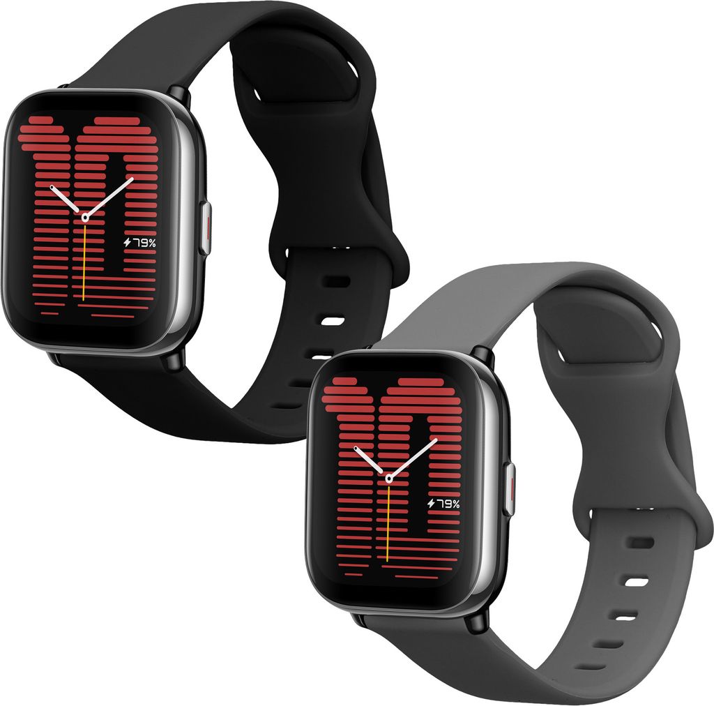 kwmobile 2x Uhrenarmband für 20mm Amazfit Active 2 / 2 Square / Active Edge / Bip 3 / GTS 3 4 Armband - Fitnesstracker Band Set aus TPU Silikon -