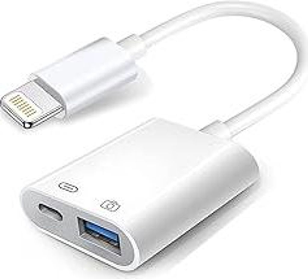 Apple Lightning auf USB Kamera Adapter mit Ladeanschluss, USB 3.0 OTG Kabel für iPhone zum Anschluss von Kartenleser, USB Flash Drive, U Disk, Tas...