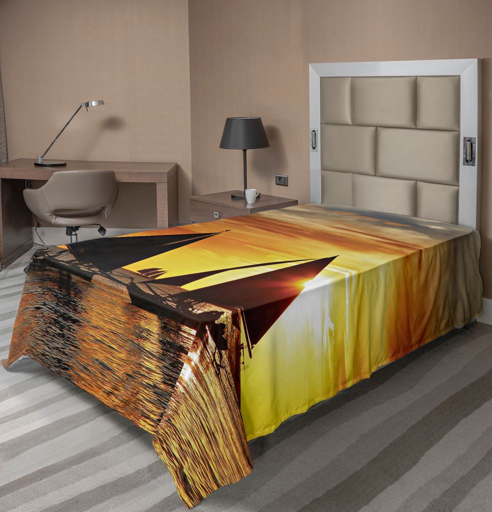 ABAKUHAUS Segelboot Bettlaken, Segel Sonnenuntergang Boracay Island Vacation Romantisch Wassersport, weiches bequemes oberes Bettlaken für ein dek...