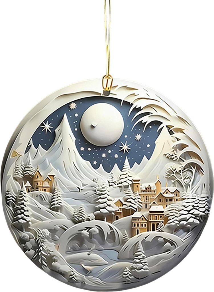 Leichter 2D-Weihnachtsschmuck aus Acryl für Zuhause, Büro, drinnen, Weihnachtsfeiern, Weihnachtsbaum, zum Aufhängen, als Geschenkidee
