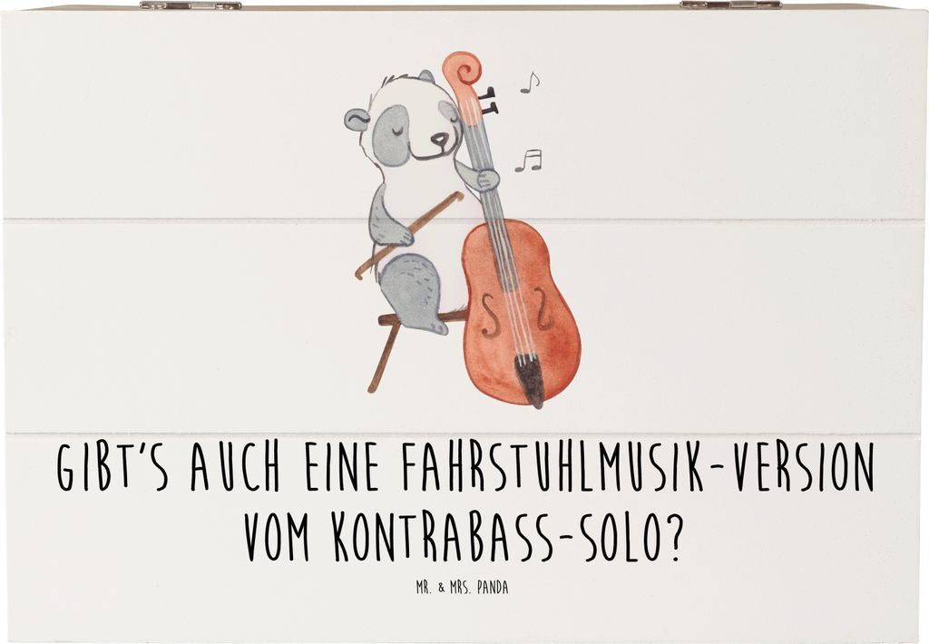Mr. & Mrs. Panda Holzkiste Kontrabass Solo 22 x 15 cm - Weiß - Geschenk, Schatzkiste, Humor, Jazzbands, Musiker, Aufbewahrungsbox Holz, Sinfonieor...