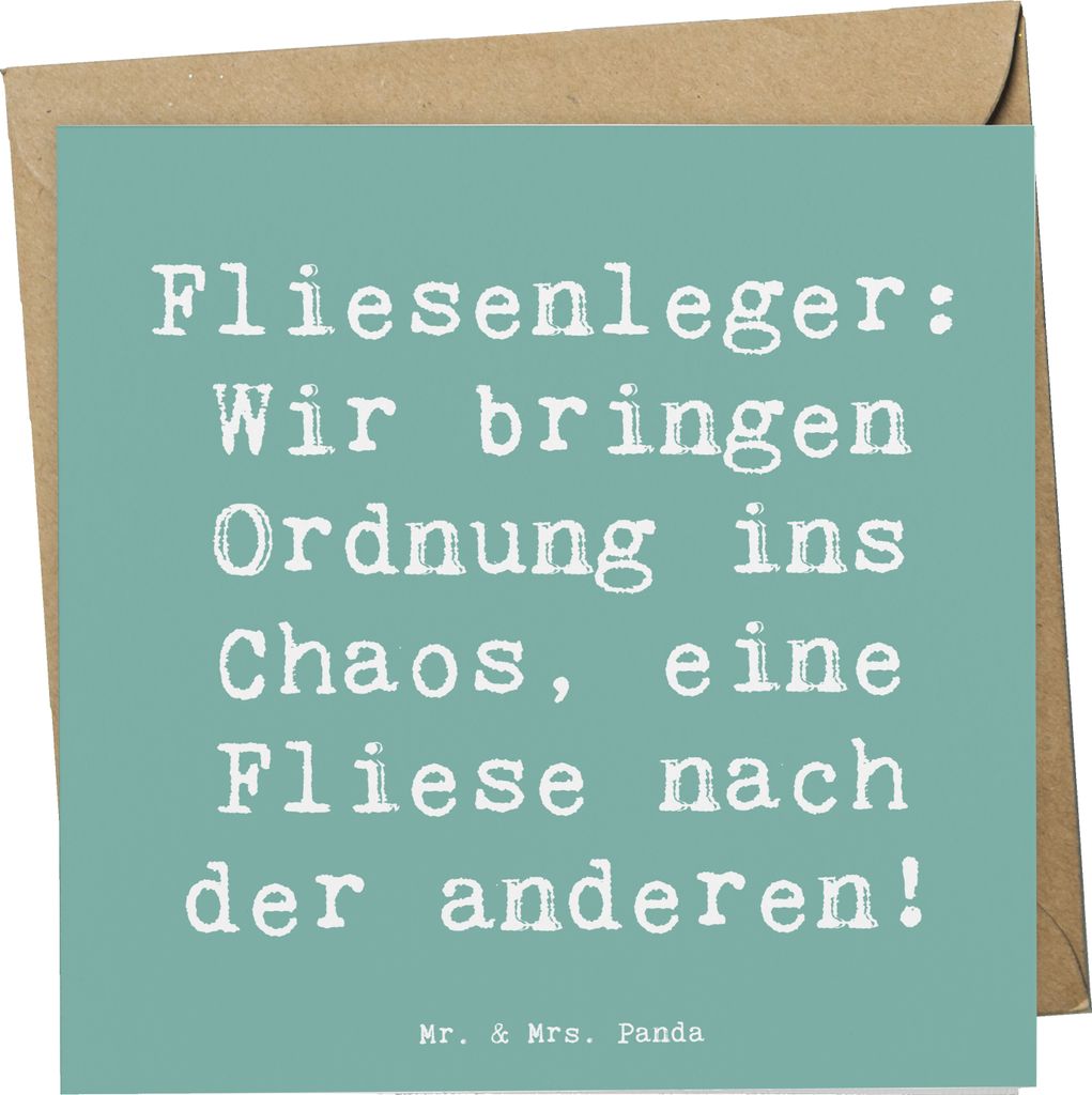 Mr. & Mrs. Panda Deluxe Karte Spruch Fliesenleger Ordnung - Meeresbrise - Geschenk, Beruf, Mosaik, Berufe, Fliesen, Geschenke mit Herz, Berufsprodu...