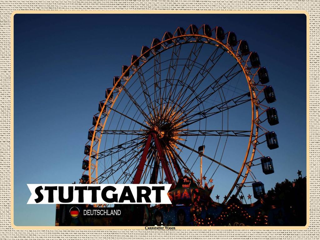 vianmo Holzschild 30x40 cm Stuttgart Cannstatter Wasen Bildmotiv Reisemotiv Abenteuer Reisen