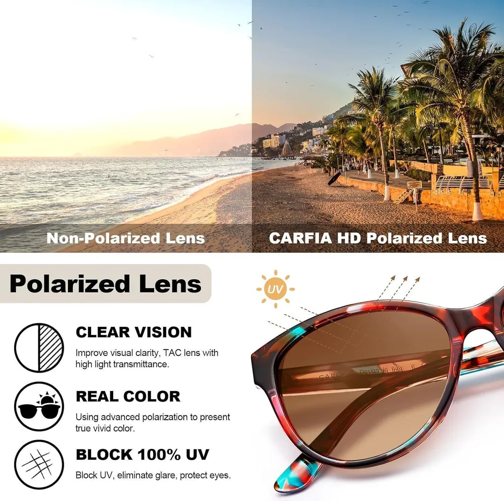 Occhiali da Sole Donna CARFIA Cat-Eye Polarizzati: Stile Retrò Chic - 7