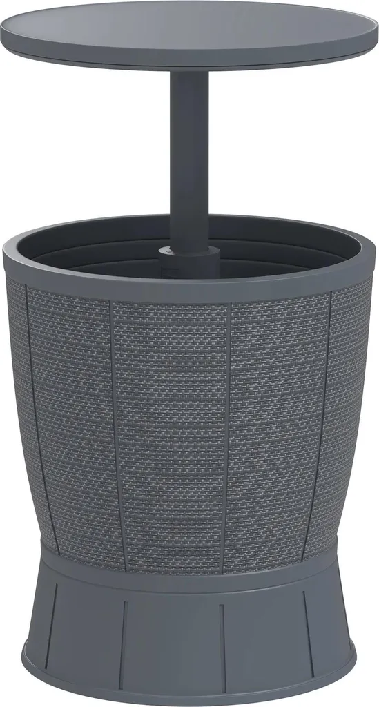 Table d'appoint extérieure 41 litres 3-en-1 grise résistante aux UV