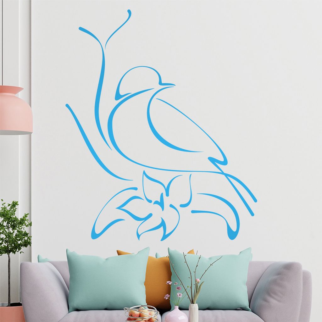 Kleiner Vogel Linien Wandtattoo in 6 Größen - Wandaufkleber Wall Sticker - Dekoration, Küche, Wohnzimmer, Schlafzimmer, Badezimmer