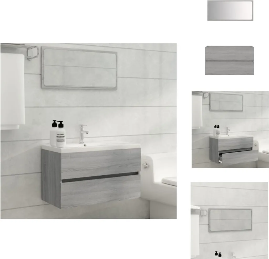 Arredo Bagno Sospeso Grigio Sonoma vidaXL - Set 2 Pezzi Legno