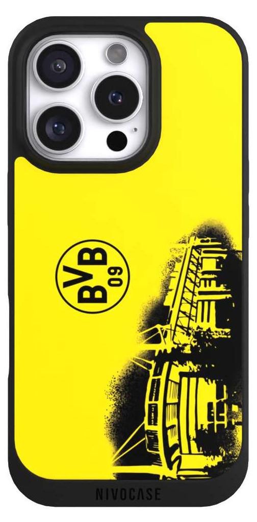 NIVOCASE Handyhülle für Apple iPhone 16 Pro Hülle NIVOpure Case Schwarz BVB Borussia Dortmund Stadion