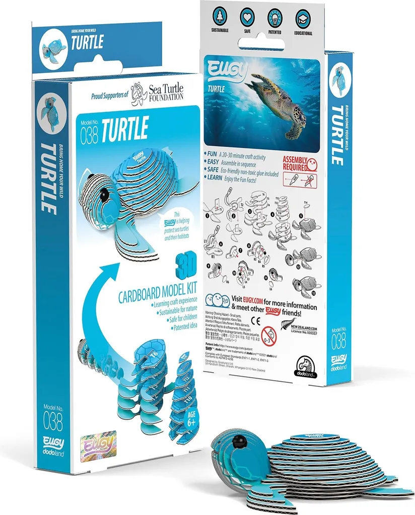 Kit Tortue 3D EUGY - Figurine à collectionner en carton bio et non toxique