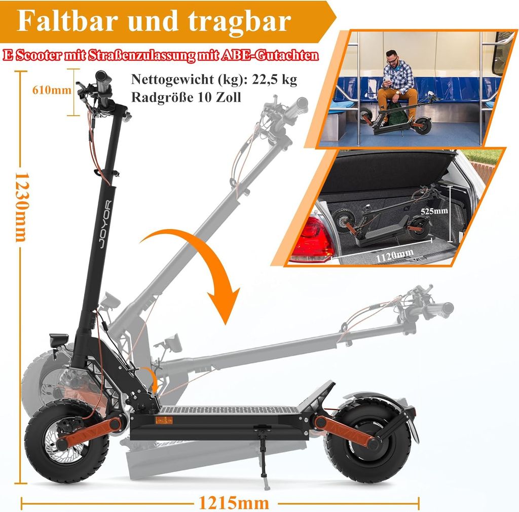 Joyor S5 Elektroroller ABE- 500W 55KM Reichweite Produktbild 14