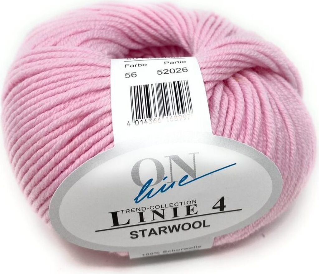 A ball of pink yarn with a label attached.